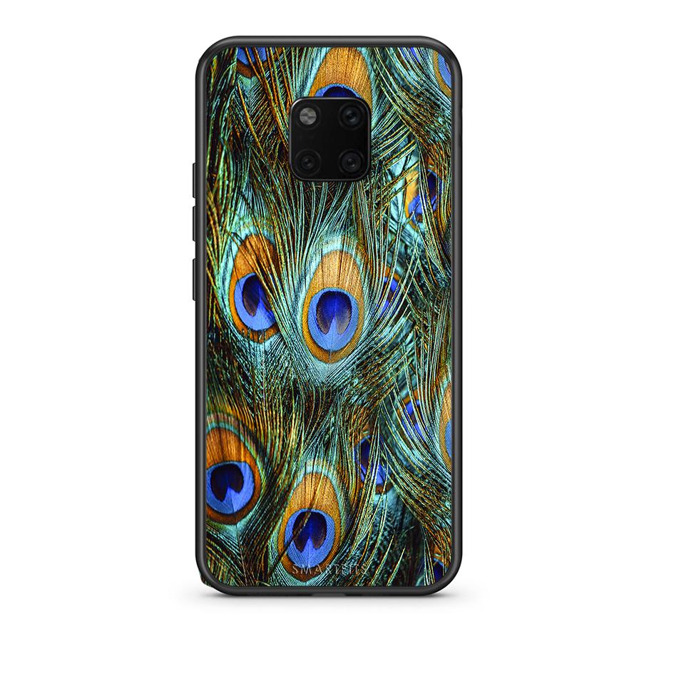 Huawei Mate 20 Pro Real Peacock Feathers θήκη από τη Smartfits με σχέδιο στο πίσω μέρος και μαύρο περίβλημα | Smartphone case with colorful back and black bezels by Smartfits