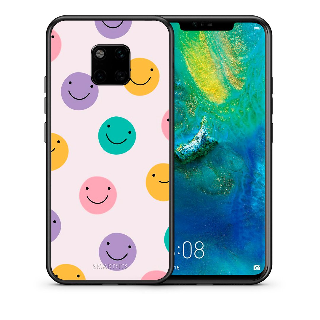 Θήκη Huawei Mate 20 Pro Smiley Faces από τη Smartfits με σχέδιο στο πίσω μέρος και μαύρο περίβλημα | Huawei Mate 20 Pro Smiley Faces case with colorful back and black bezels