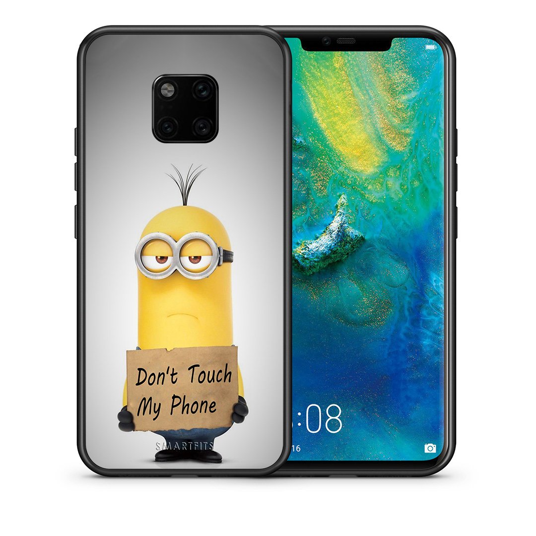 Θήκη Huawei Mate 20 Pro Minion Text από τη Smartfits με σχέδιο στο πίσω μέρος και μαύρο περίβλημα | Huawei Mate 20 Pro Minion Text case with colorful back and black bezels