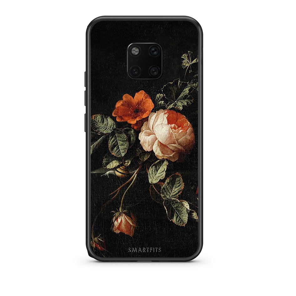 Huawei Mate 20 Pro Vintage Roses θήκη από τη Smartfits με σχέδιο στο πίσω μέρος και μαύρο περίβλημα | Smartphone case with colorful back and black bezels by Smartfits