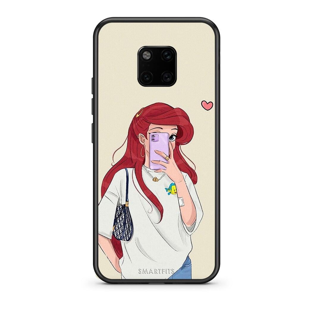 Huawei Mate 20 Pro Walking Mermaid Θήκη από τη Smartfits με σχέδιο στο πίσω μέρος και μαύρο περίβλημα | Smartphone case with colorful back and black bezels by Smartfits