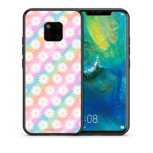 Θήκη Huawei Mate 20 Pro White Daisies από τη Smartfits με σχέδιο στο πίσω μέρος και μαύρο περίβλημα | Huawei Mate 20 Pro White Daisies case with colorful back and black bezels