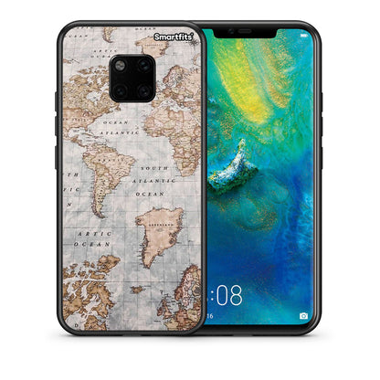 Θήκη Huawei Mate 20 Pro World Map από τη Smartfits με σχέδιο στο πίσω μέρος και μαύρο περίβλημα | Huawei Mate 20 Pro World Map case with colorful back and black bezels