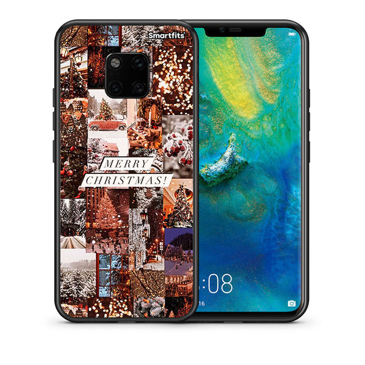 Θήκη Huawei Mate 20 Pro Xmas Collage από τη Smartfits με σχέδιο στο πίσω μέρος και μαύρο περίβλημα | Huawei Mate 20 Pro Xmas Collage case with colorful back and black bezels