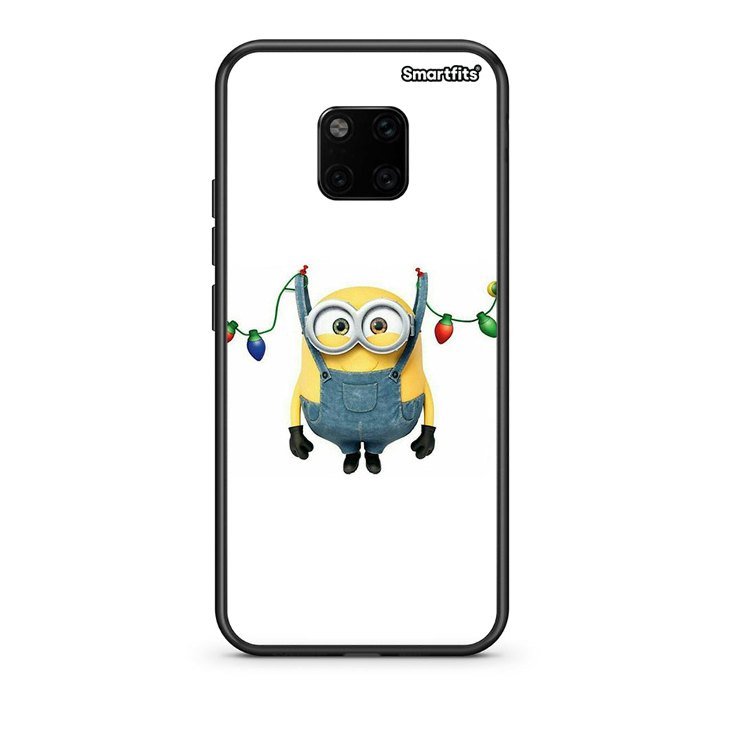 Huawei Mate 20 Pro Xmas Minion Lights θήκη από τη Smartfits με σχέδιο στο πίσω μέρος και μαύρο περίβλημα | Smartphone case with colorful back and black bezels by Smartfits