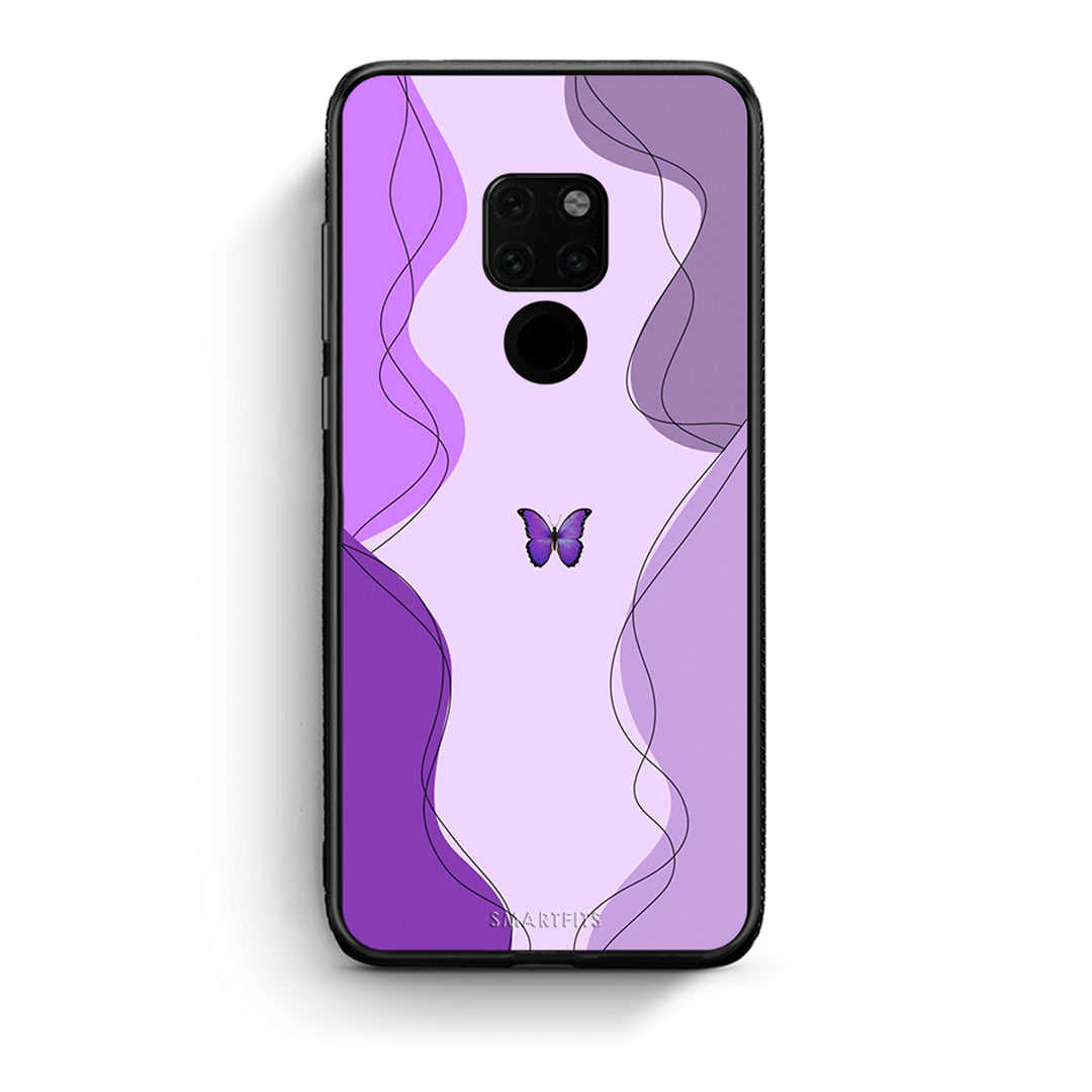 Huawei Mate 20 Purple Mariposa Θήκη Αγίου Βαλεντίνου από τη Smartfits με σχέδιο στο πίσω μέρος και μαύρο περίβλημα | Smartphone case with colorful back and black bezels by Smartfits