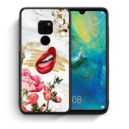 Θήκη Huawei Mate 20 Red Lips από τη Smartfits με σχέδιο στο πίσω μέρος και μαύρο περίβλημα | Huawei Mate 20 Red Lips case with colorful back and black bezels