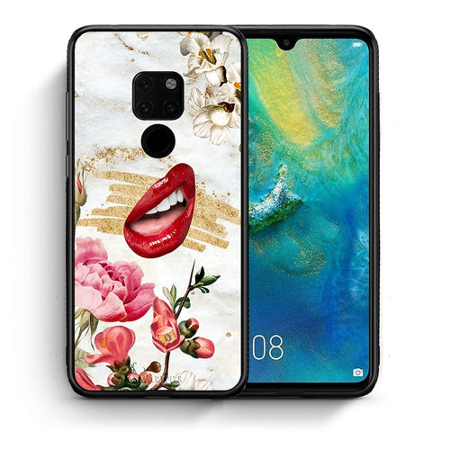 Θήκη Huawei Mate 20 Red Lips από τη Smartfits με σχέδιο στο πίσω μέρος και μαύρο περίβλημα | Huawei Mate 20 Red Lips case with colorful back and black bezels