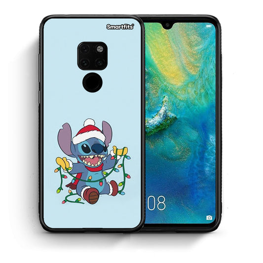 Θήκη Huawei Mate 20 Santa Stich από τη Smartfits με σχέδιο στο πίσω μέρος και μαύρο περίβλημα | Huawei Mate 20 Santa Stich case with colorful back and black bezels