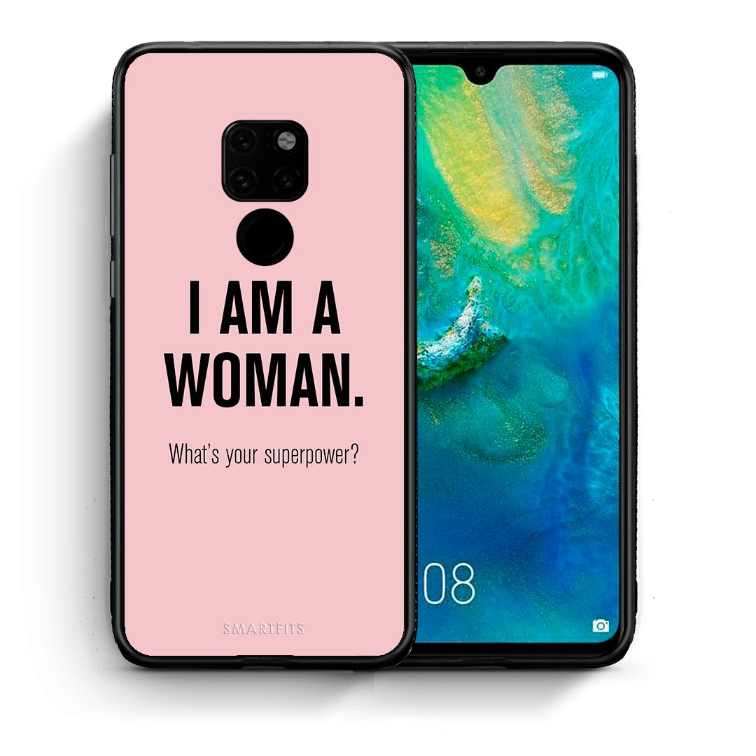 Θήκη Huawei Mate 20 Superpower Woman από τη Smartfits με σχέδιο στο πίσω μέρος και μαύρο περίβλημα | Huawei Mate 20 Superpower Woman case with colorful back and black bezels