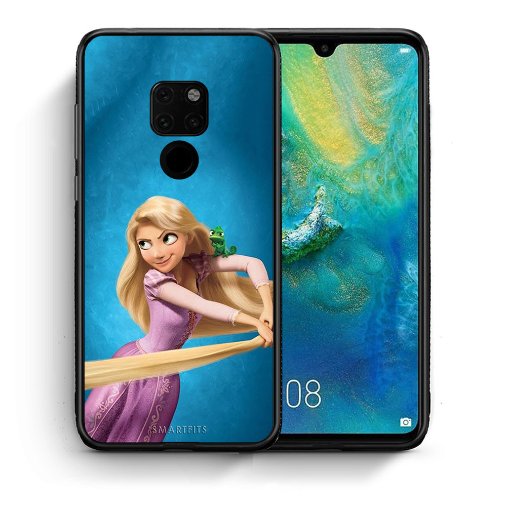 Θήκη Αγίου Βαλεντίνου Huawei Mate 20 Tangled 2 από τη Smartfits με σχέδιο στο πίσω μέρος και μαύρο περίβλημα | Huawei Mate 20 Tangled 2 case with colorful back and black bezels
