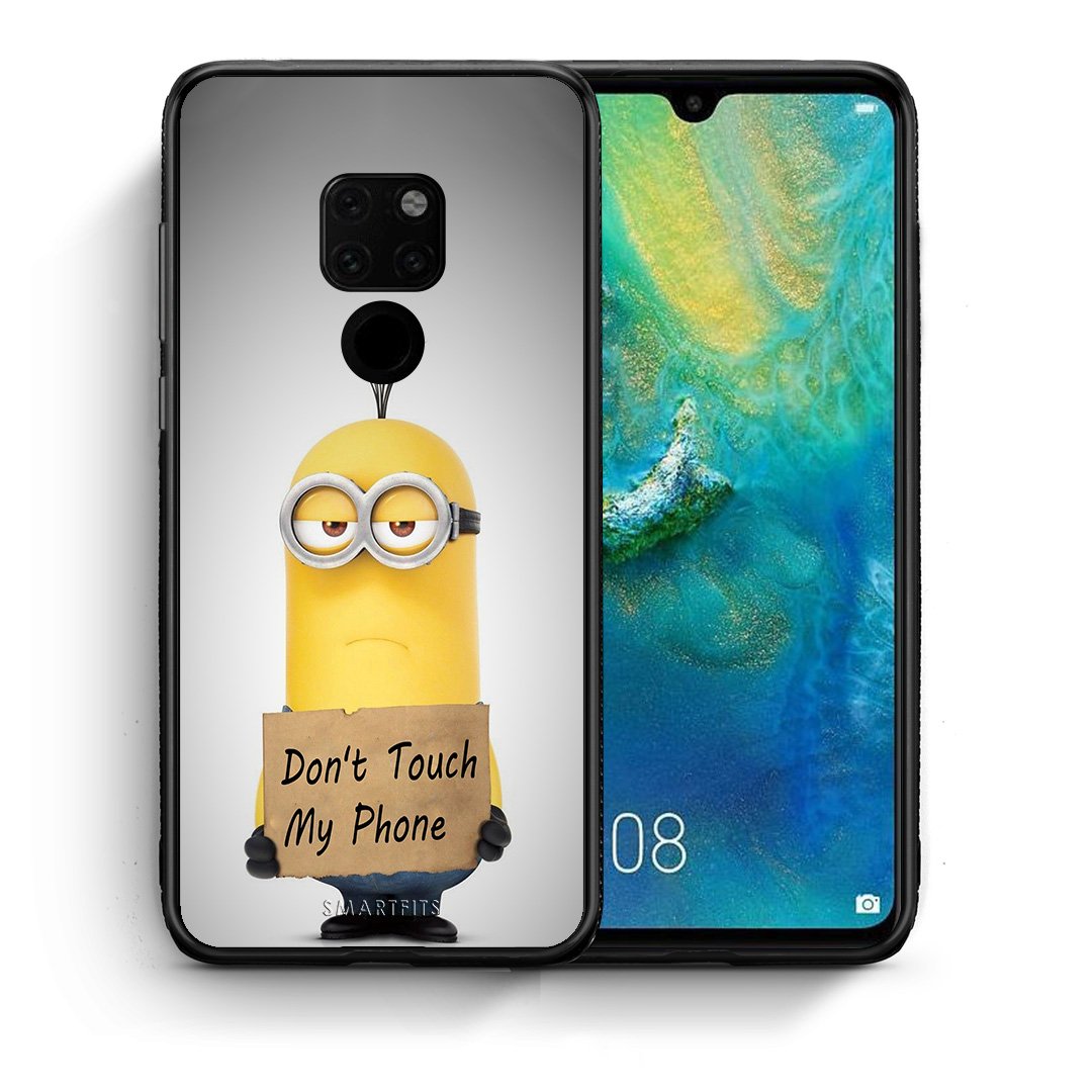 Θήκη Huawei Mate 20 Minion Text από τη Smartfits με σχέδιο στο πίσω μέρος και μαύρο περίβλημα | Huawei Mate 20 Minion Text case with colorful back and black bezels