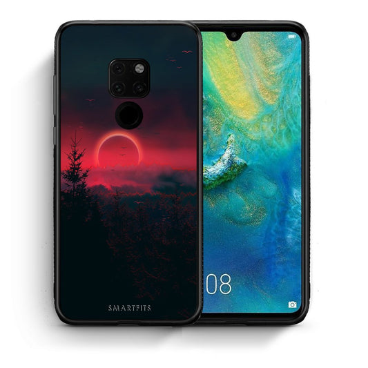Θήκη Huawei Mate 20 Sunset Tropic από τη Smartfits με σχέδιο στο πίσω μέρος και μαύρο περίβλημα | Huawei Mate 20 Sunset Tropic case with colorful back and black bezels