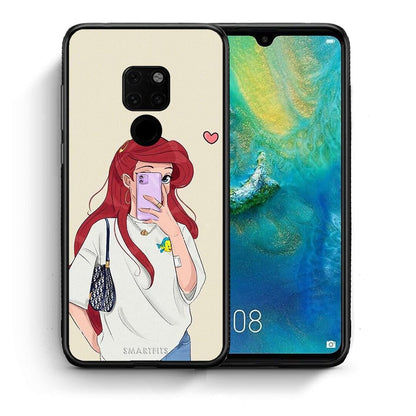Θήκη Huawei Mate 20 Walking Mermaid από τη Smartfits με σχέδιο στο πίσω μέρος και μαύρο περίβλημα | Huawei Mate 20 Walking Mermaid case with colorful back and black bezels