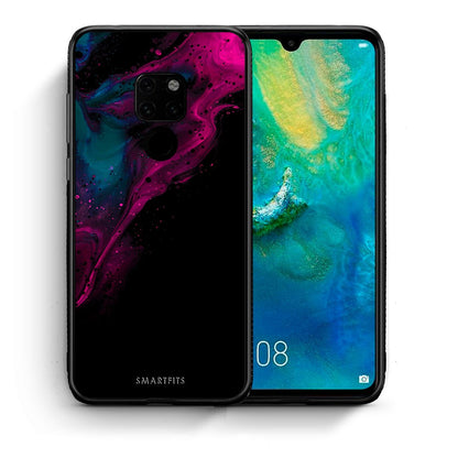 Θήκη Huawei Mate 20 Pink Black Watercolor από τη Smartfits με σχέδιο στο πίσω μέρος και μαύρο περίβλημα | Huawei Mate 20 Pink Black Watercolor case with colorful back and black bezels