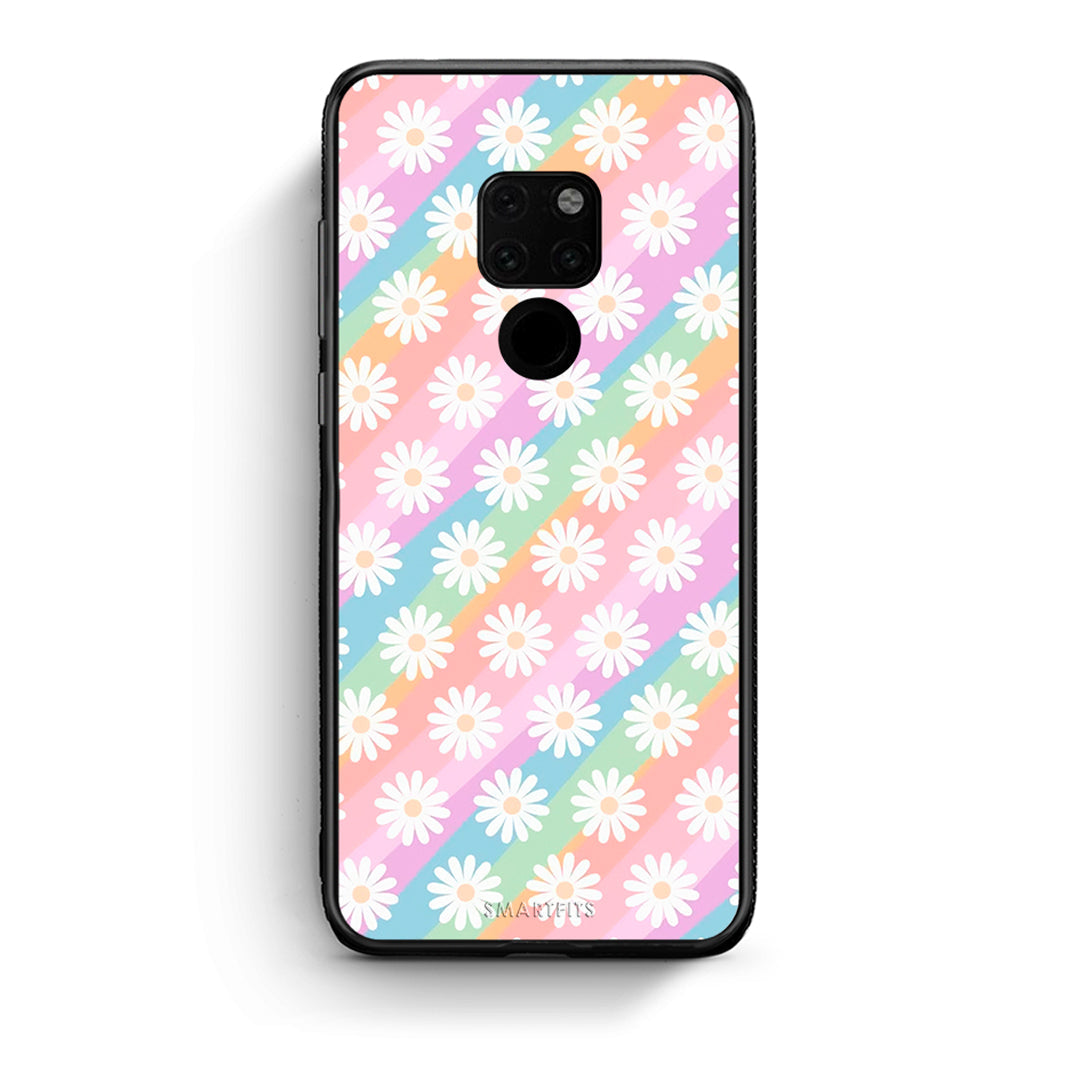 Huawei Mate 20 White Daisies θήκη από τη Smartfits με σχέδιο στο πίσω μέρος και μαύρο περίβλημα | Smartphone case with colorful back and black bezels by Smartfits