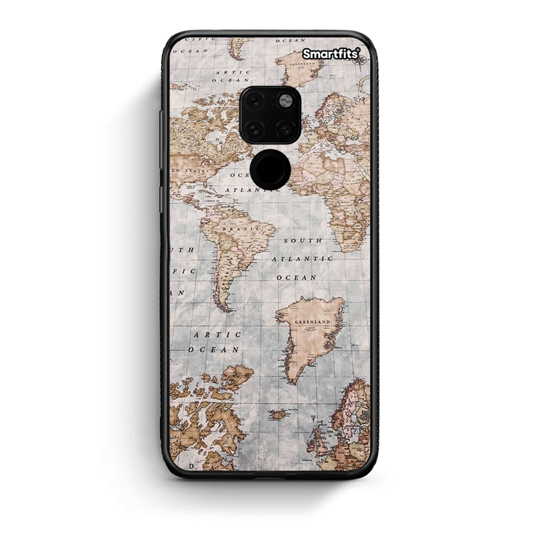 Huawei Mate 20 World Map Θήκη από τη Smartfits με σχέδιο στο πίσω μέρος και μαύρο περίβλημα | Smartphone case with colorful back and black bezels by Smartfits