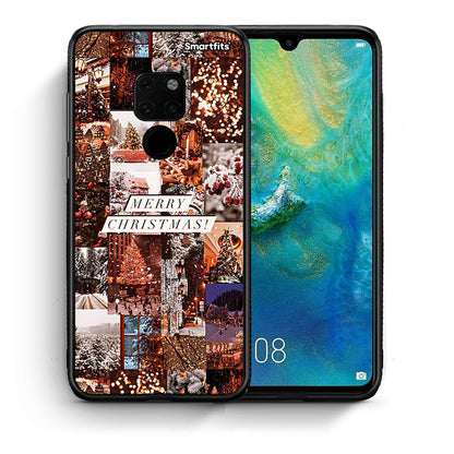 Θήκη Huawei Mate 20 Xmas Collage από τη Smartfits με σχέδιο στο πίσω μέρος και μαύρο περίβλημα | Huawei Mate 20 Xmas Collage case with colorful back and black bezels