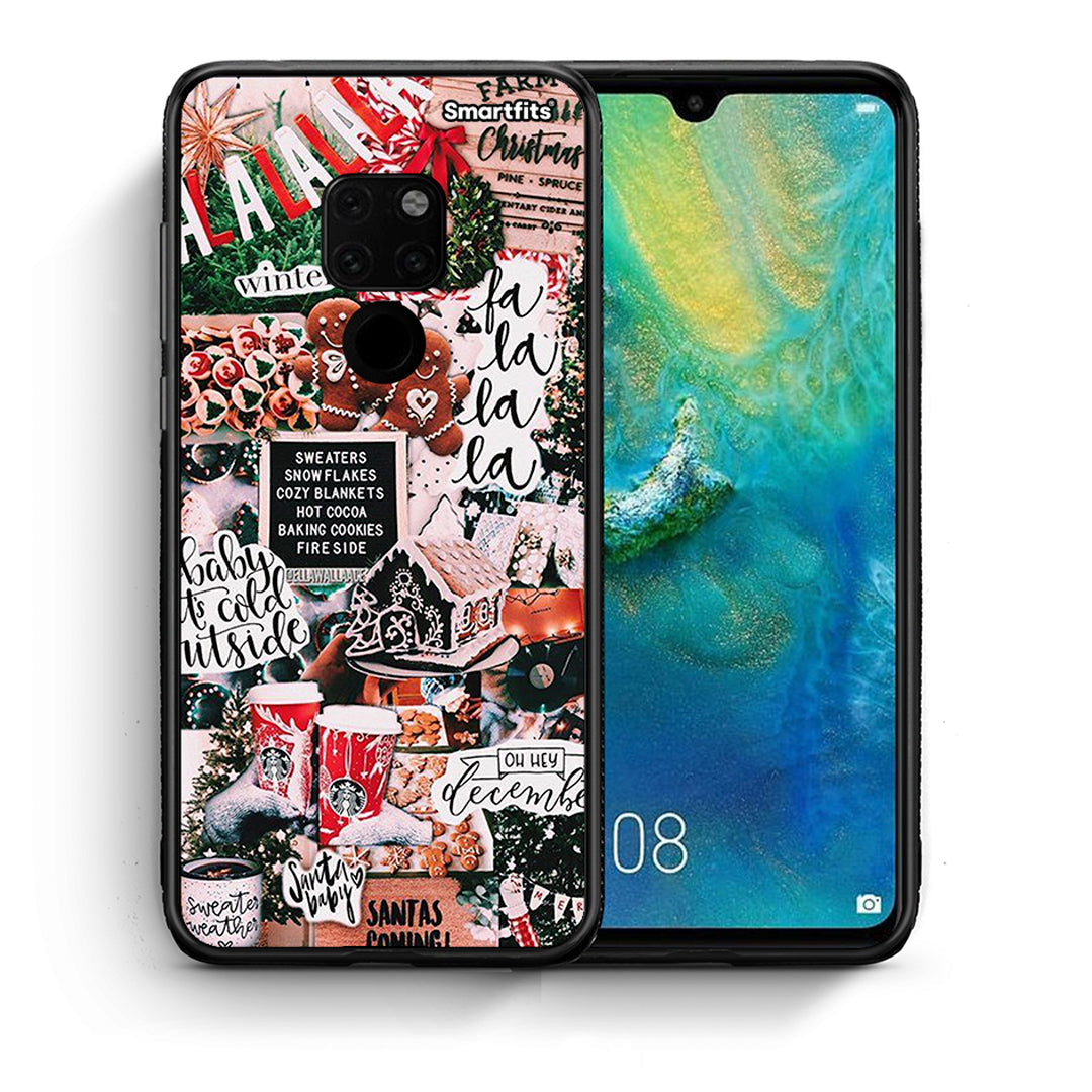 Θήκη Huawei Mate 20 Xmas Habbits από τη Smartfits με σχέδιο στο πίσω μέρος και μαύρο περίβλημα | Huawei Mate 20 Xmas Habbits case with colorful back and black bezels