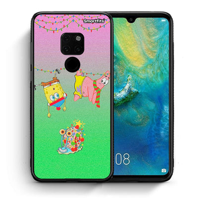 Θήκη Huawei Mate 20 Xmas Lights από τη Smartfits με σχέδιο στο πίσω μέρος και μαύρο περίβλημα | Huawei Mate 20 Xmas Lights case with colorful back and black bezels