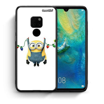 Θήκη Huawei Mate 20 Xmas Minion Lights από τη Smartfits με σχέδιο στο πίσω μέρος και μαύρο περίβλημα | Huawei Mate 20 Xmas Minion Lights case with colorful back and black bezels