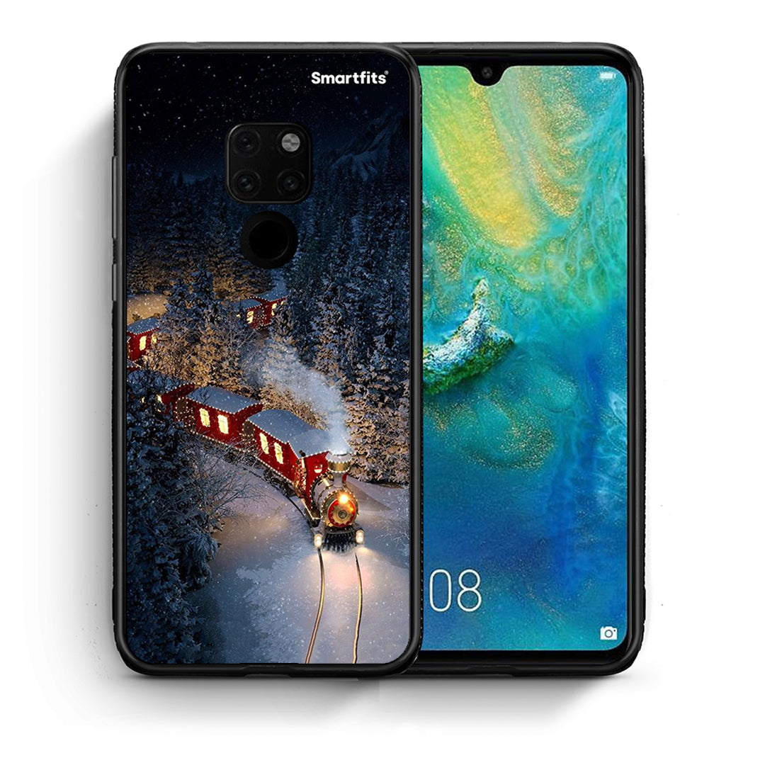 Θήκη Huawei Mate 20 Xmas Train από τη Smartfits με σχέδιο στο πίσω μέρος και μαύρο περίβλημα | Huawei Mate 20 Xmas Train case with colorful back and black bezels