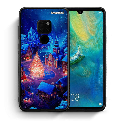 Θήκη Huawei Mate 20 Xmas Village από τη Smartfits με σχέδιο στο πίσω μέρος και μαύρο περίβλημα | Huawei Mate 20 Xmas Village case with colorful back and black bezels