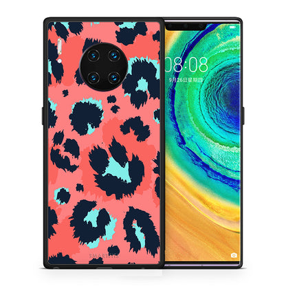 Θήκη Huawei Mate 30 Pro Pink Leopard Animal από τη Smartfits με σχέδιο στο πίσω μέρος και μαύρο περίβλημα | Huawei Mate 30 Pro Pink Leopard Animal case with colorful back and black bezels