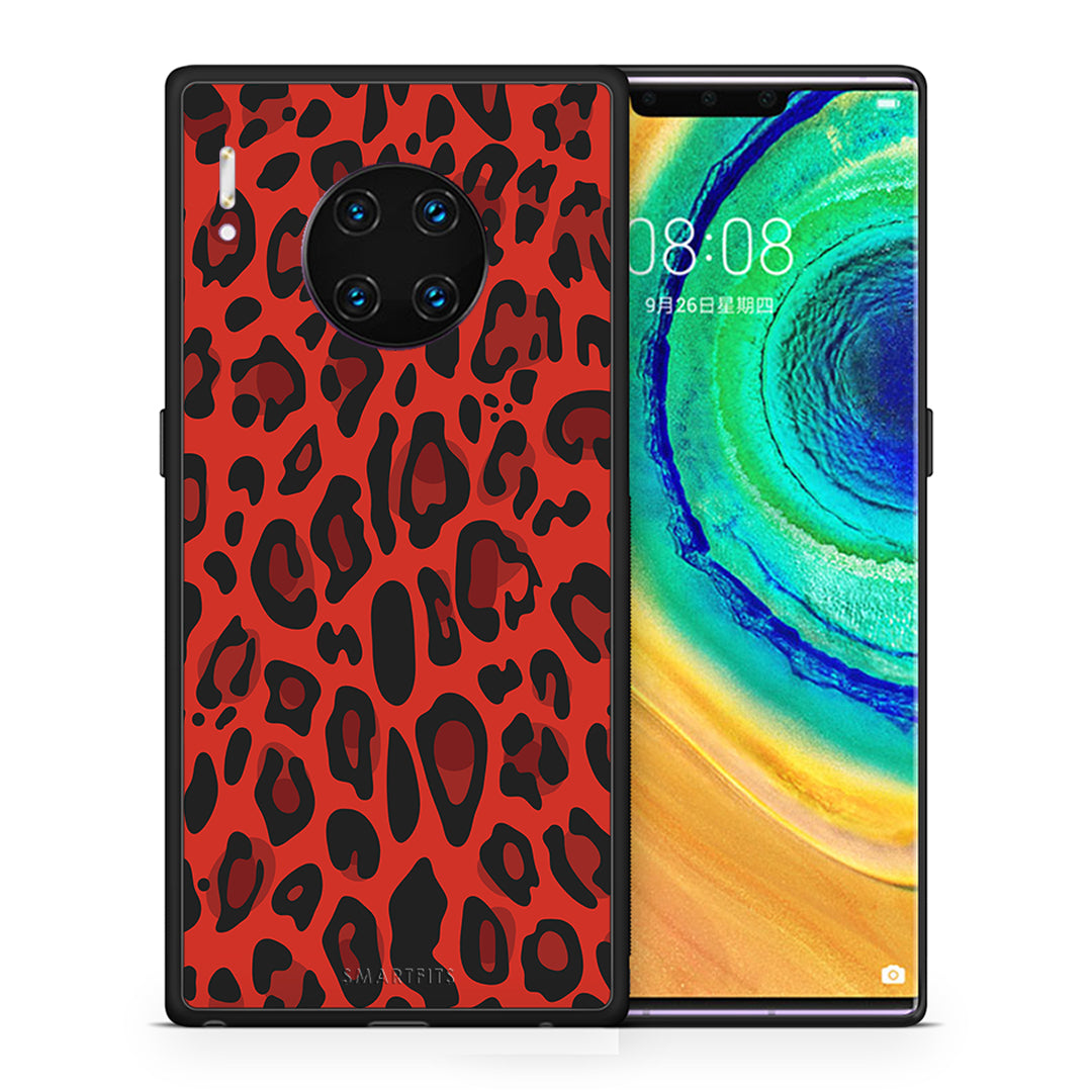 Θήκη Huawei Mate 30 Pro Red Leopard Animal από τη Smartfits με σχέδιο στο πίσω μέρος και μαύρο περίβλημα | Huawei Mate 30 Pro Red Leopard Animal case with colorful back and black bezels