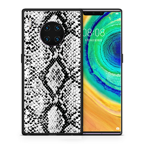 Θήκη Huawei Mate 30 Pro White Snake Animal από τη Smartfits με σχέδιο στο πίσω μέρος και μαύρο περίβλημα | Huawei Mate 30 Pro White Snake Animal case with colorful back and black bezels