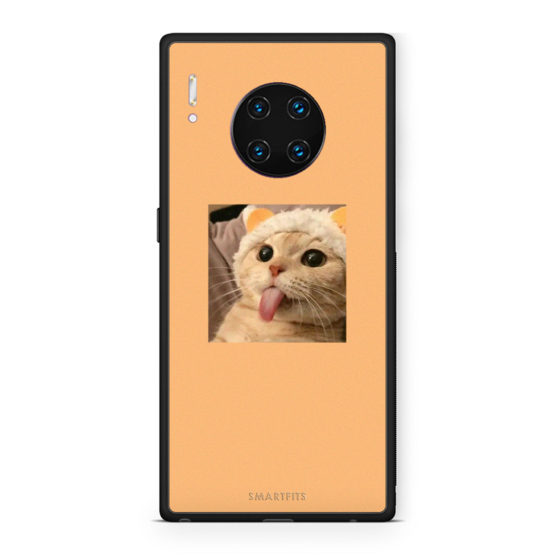 Huawei Mate 30 Pro Cat Tongue θήκη από τη Smartfits με σχέδιο στο πίσω μέρος και μαύρο περίβλημα | Smartphone case with colorful back and black bezels by Smartfits