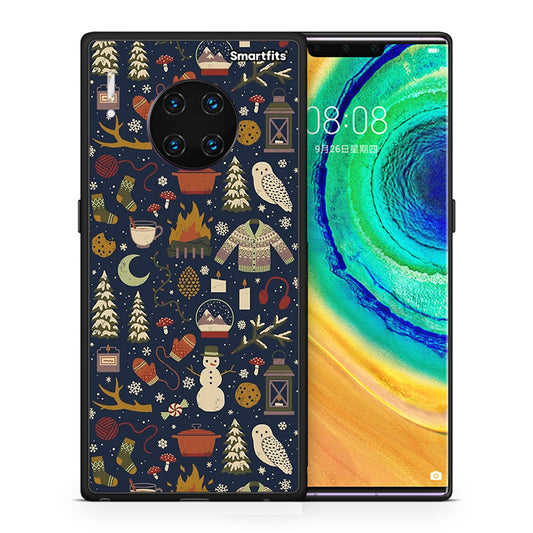 Θήκη Huawei Mate 30 Pro Christmas Elements από τη Smartfits με σχέδιο στο πίσω μέρος και μαύρο περίβλημα | Huawei Mate 30 Pro Christmas Elements case with colorful back and black bezels