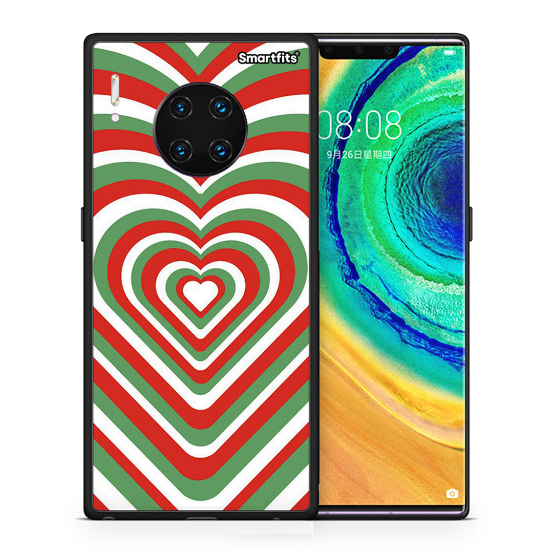 Θήκη Huawei Mate 30 Pro Christmas Hearts από τη Smartfits με σχέδιο στο πίσω μέρος και μαύρο περίβλημα | Huawei Mate 30 Pro Christmas Hearts case with colorful back and black bezels