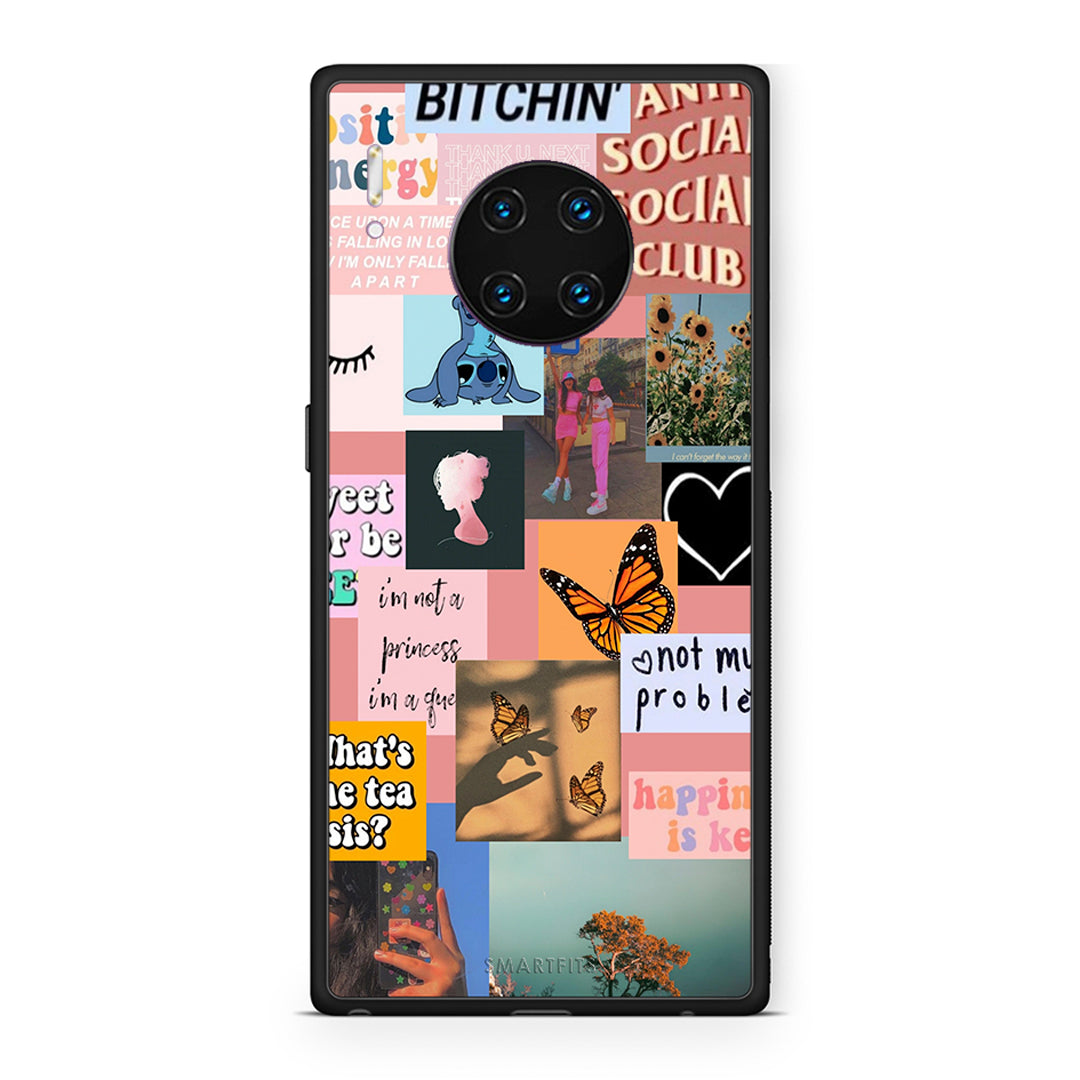 Huawei Mate 30 Pro Collage Bitchin Θήκη Αγίου Βαλεντίνου από τη Smartfits με σχέδιο στο πίσω μέρος και μαύρο περίβλημα | Smartphone case with colorful back and black bezels by Smartfits