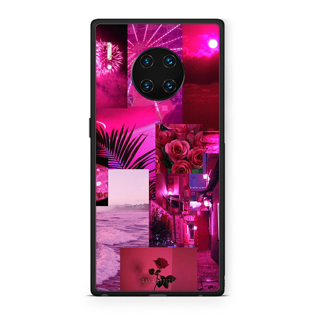 Huawei Mate 30 Pro Collage Red Roses Θήκη Αγίου Βαλεντίνου από τη Smartfits με σχέδιο στο πίσω μέρος και μαύρο περίβλημα | Smartphone case with colorful back and black bezels by Smartfits