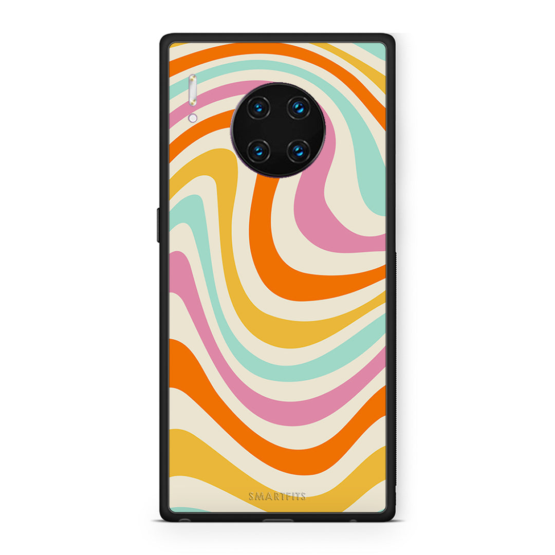 Huawei Mate 30 Pro Colourful Waves θήκη από τη Smartfits με σχέδιο στο πίσω μέρος και μαύρο περίβλημα | Smartphone case with colorful back and black bezels by Smartfits