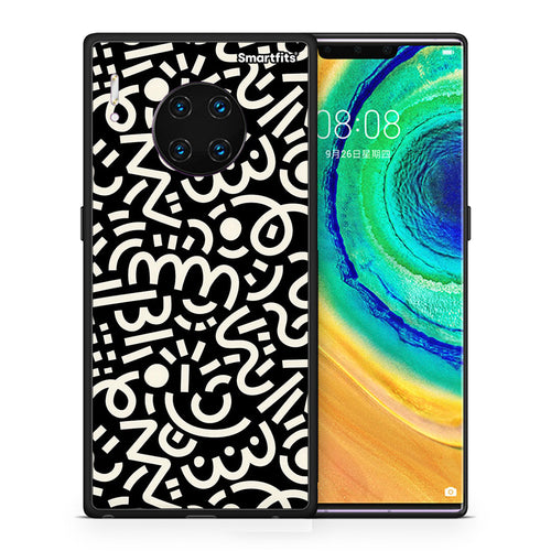 Θήκη Huawei Mate 30 Pro Doodle Art από τη Smartfits με σχέδιο στο πίσω μέρος και μαύρο περίβλημα | Huawei Mate 30 Pro Doodle Art case with colorful back and black bezels