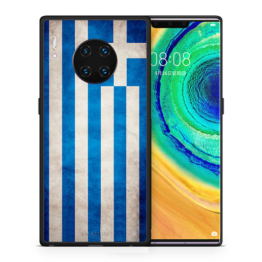 Θήκη Huawei Mate 30 Pro Greek Flag από τη Smartfits με σχέδιο στο πίσω μέρος και μαύρο περίβλημα | Huawei Mate 30 Pro Greek Flag case with colorful back and black bezels