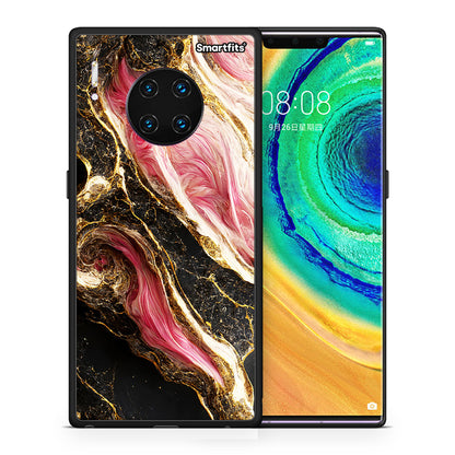 Θήκη Huawei Mate 30 Pro Glamorous Pink Marble από τη Smartfits με σχέδιο στο πίσω μέρος και μαύρο περίβλημα | Huawei Mate 30 Pro Glamorous Pink Marble case with colorful back and black bezels