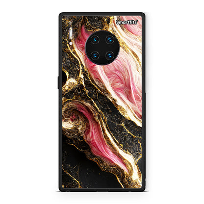 Huawei Mate 30 Pro Glamorous Pink Marble θήκη από τη Smartfits με σχέδιο στο πίσω μέρος και μαύρο περίβλημα | Smartphone case with colorful back and black bezels by Smartfits