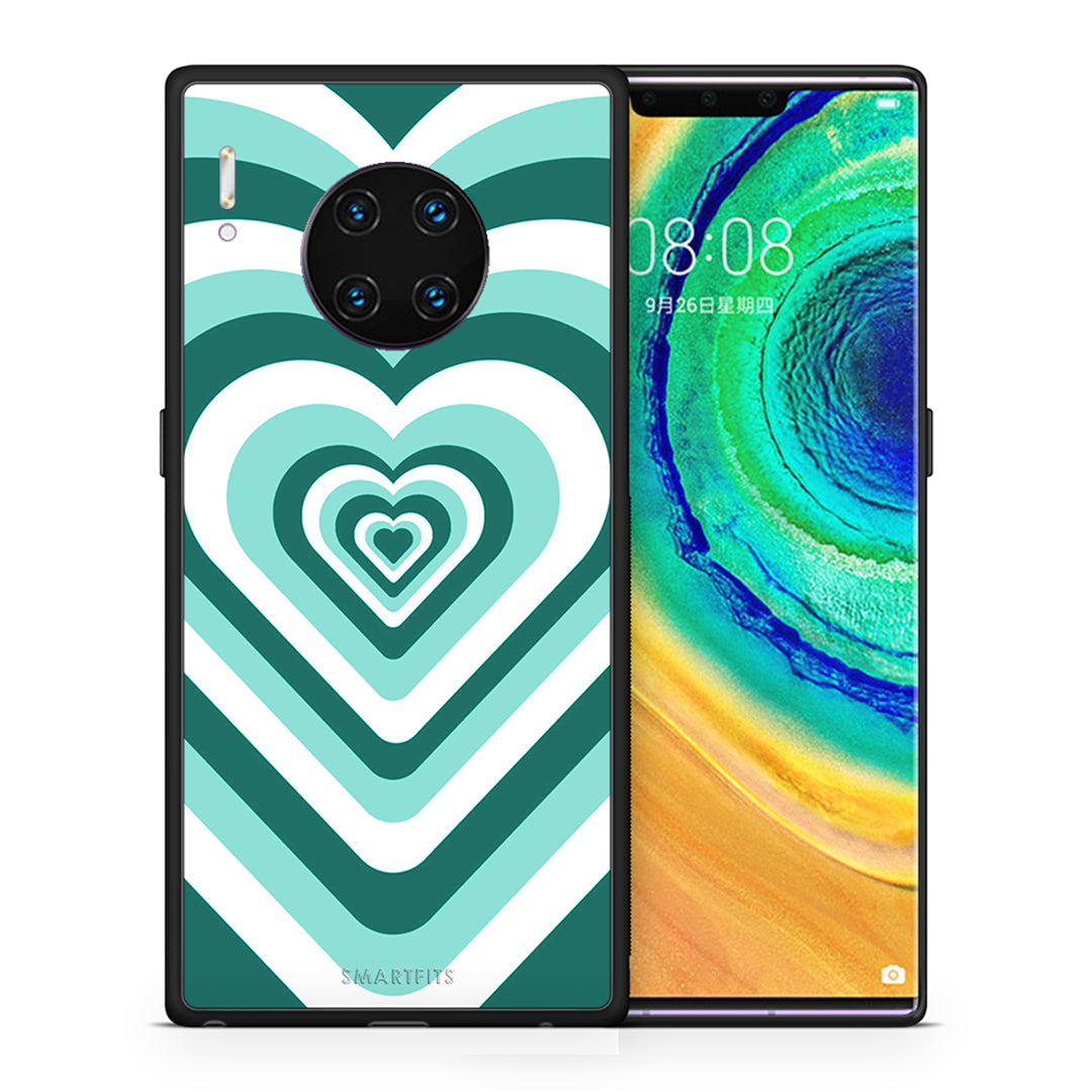 Θήκη Huawei Mate 30 Pro Green Hearts από τη Smartfits με σχέδιο στο πίσω μέρος και μαύρο περίβλημα | Huawei Mate 30 Pro Green Hearts case with colorful back and black bezels