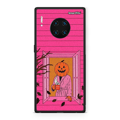 Huawei Mate 30 Pro Halloween Pumpkin Lady θήκη από τη Smartfits με σχέδιο στο πίσω μέρος και μαύρο περίβλημα | Smartphone case with colorful back and black bezels by Smartfits