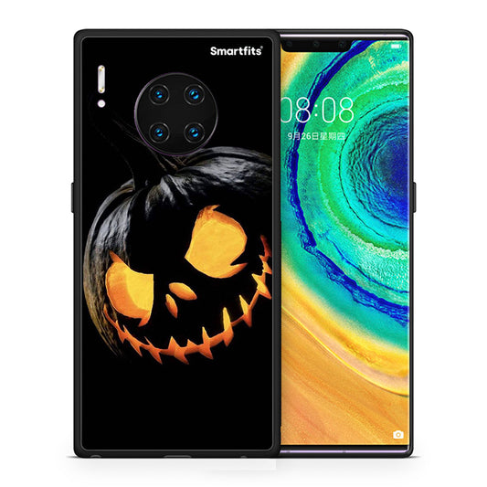 Θήκη Huawei Mate 30 Pro Halloween Scary Pumpkin από τη Smartfits με σχέδιο στο πίσω μέρος και μαύρο περίβλημα | Huawei Mate 30 Pro Halloween Scary Pumpkin case with colorful back and black bezels