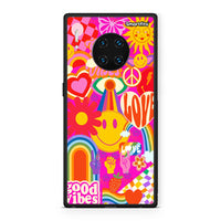 Thumbnail for Huawei Mate 30 Pro Hippie Love θήκη από τη Smartfits με σχέδιο στο πίσω μέρος και μαύρο περίβλημα | Smartphone case with colorful back and black bezels by Smartfits