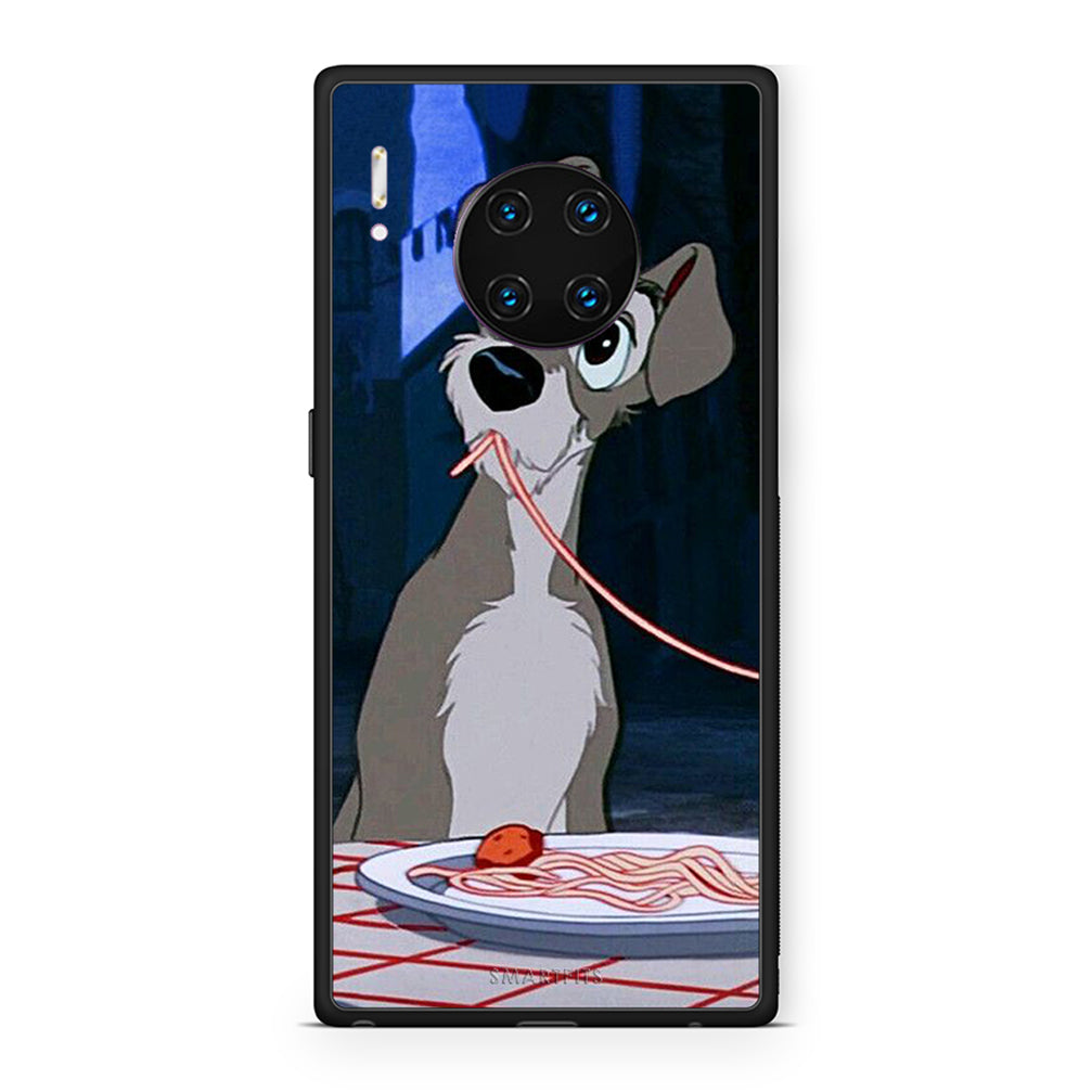 Huawei Mate 30 Pro Lady And Tramp 1 Θήκη Αγίου Βαλεντίνου από τη Smartfits με σχέδιο στο πίσω μέρος και μαύρο περίβλημα | Smartphone case with colorful back and black bezels by Smartfits
