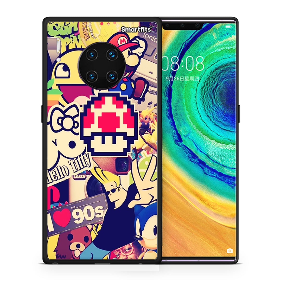 Θήκη Huawei Mate 30 Pro Love The 90s από τη Smartfits με σχέδιο στο πίσω μέρος και μαύρο περίβλημα | Huawei Mate 30 Pro Love The 90s case with colorful back and black bezels