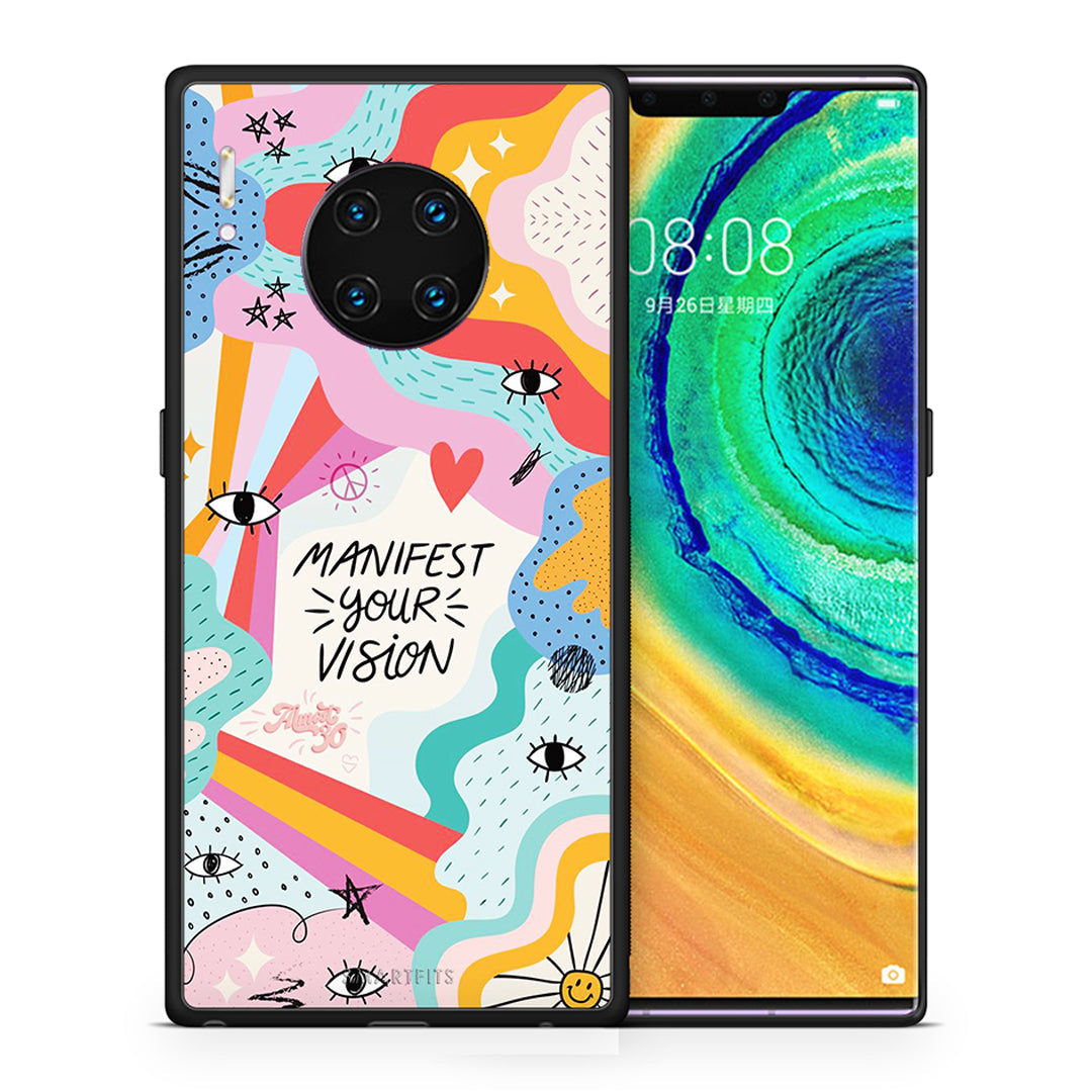 Θήκη Huawei Mate 30 Pro Manifest Your Vision από τη Smartfits με σχέδιο στο πίσω μέρος και μαύρο περίβλημα | Huawei Mate 30 Pro Manifest Your Vision case with colorful back and black bezels