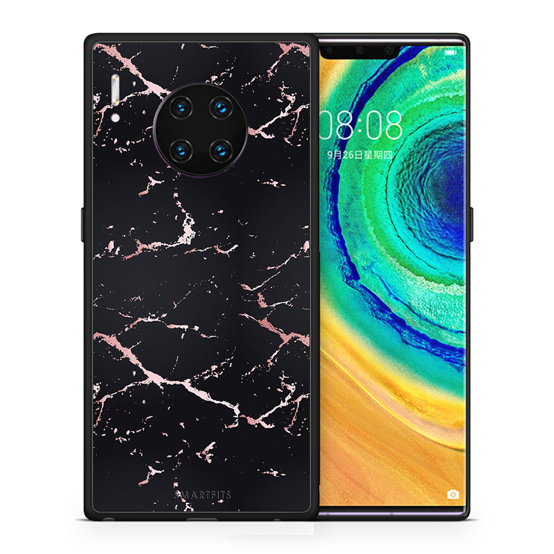 Θήκη Huawei Mate 30 Pro Black Rosegold Marble από τη Smartfits με σχέδιο στο πίσω μέρος και μαύρο περίβλημα | Huawei Mate 30 Pro Black Rosegold Marble case with colorful back and black bezels