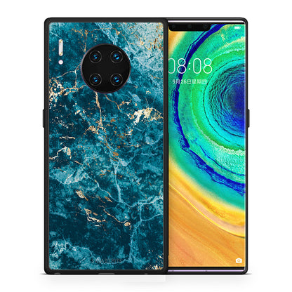Θήκη Huawei Mate 30 Pro Marble Blue από τη Smartfits με σχέδιο στο πίσω μέρος και μαύρο περίβλημα | Huawei Mate 30 Pro Marble Blue case with colorful back and black bezels
