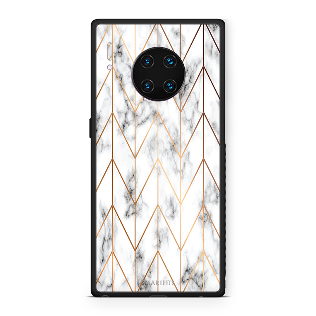 44 - Huawei Mate 30 Pro Gold Geometric Marble case, cover, bumper
